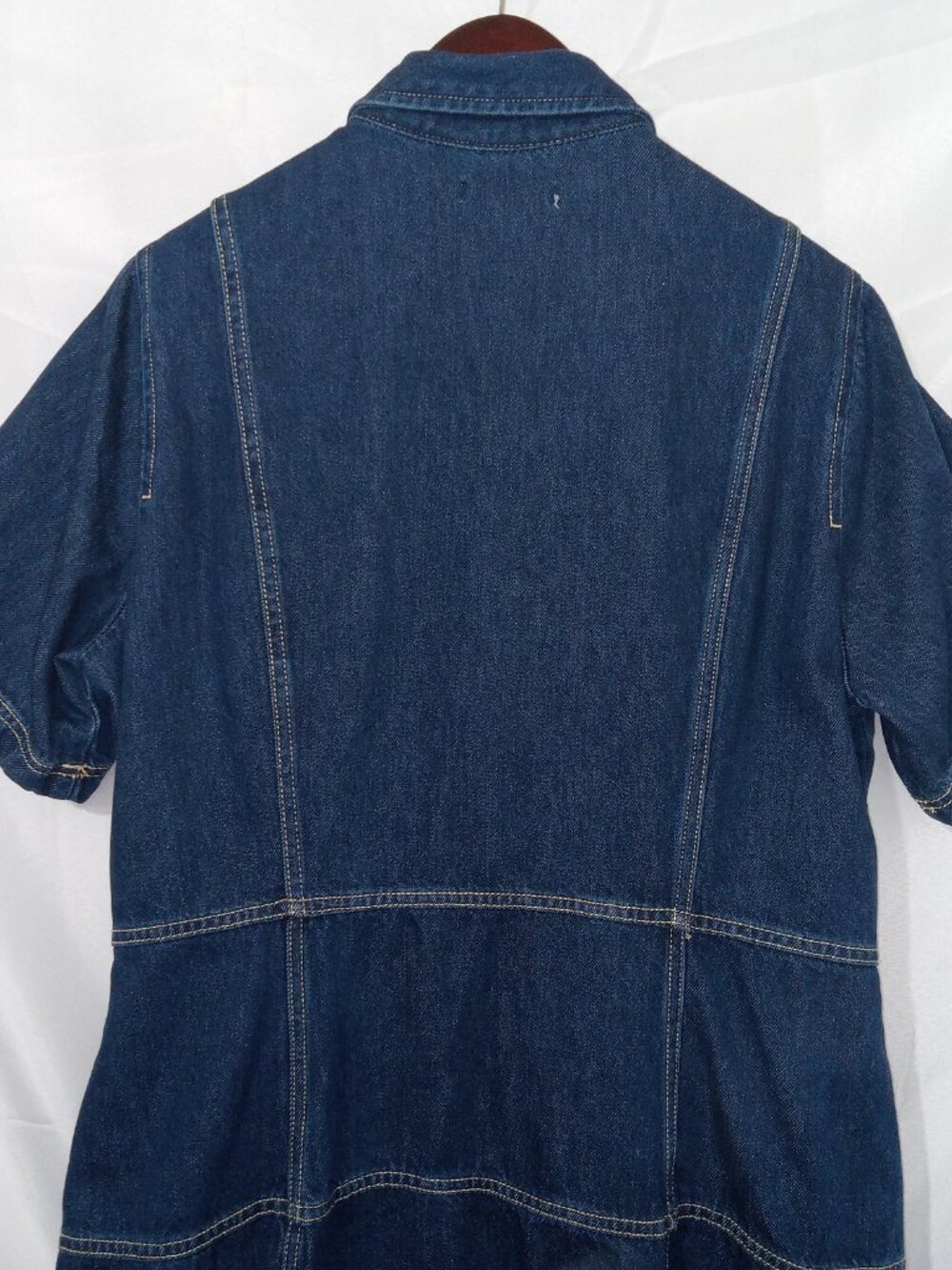 Free Assembly Women’s Heavy Denim Dark Wash Maxi Button Up Dress Sz XL - Picture 8 of 13